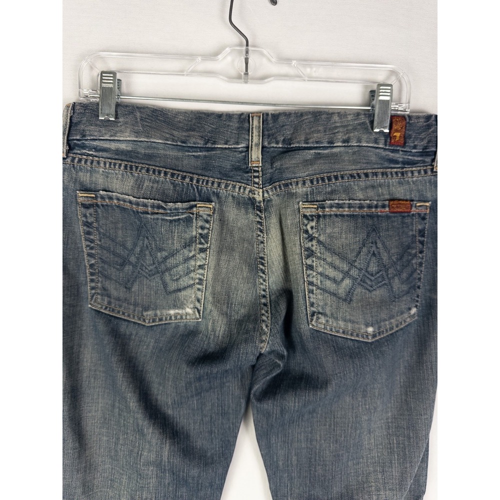 VTG 7 For All Man Kind Bombay Jeans‎ Womens Mid Wash 30 Flare Embroidered